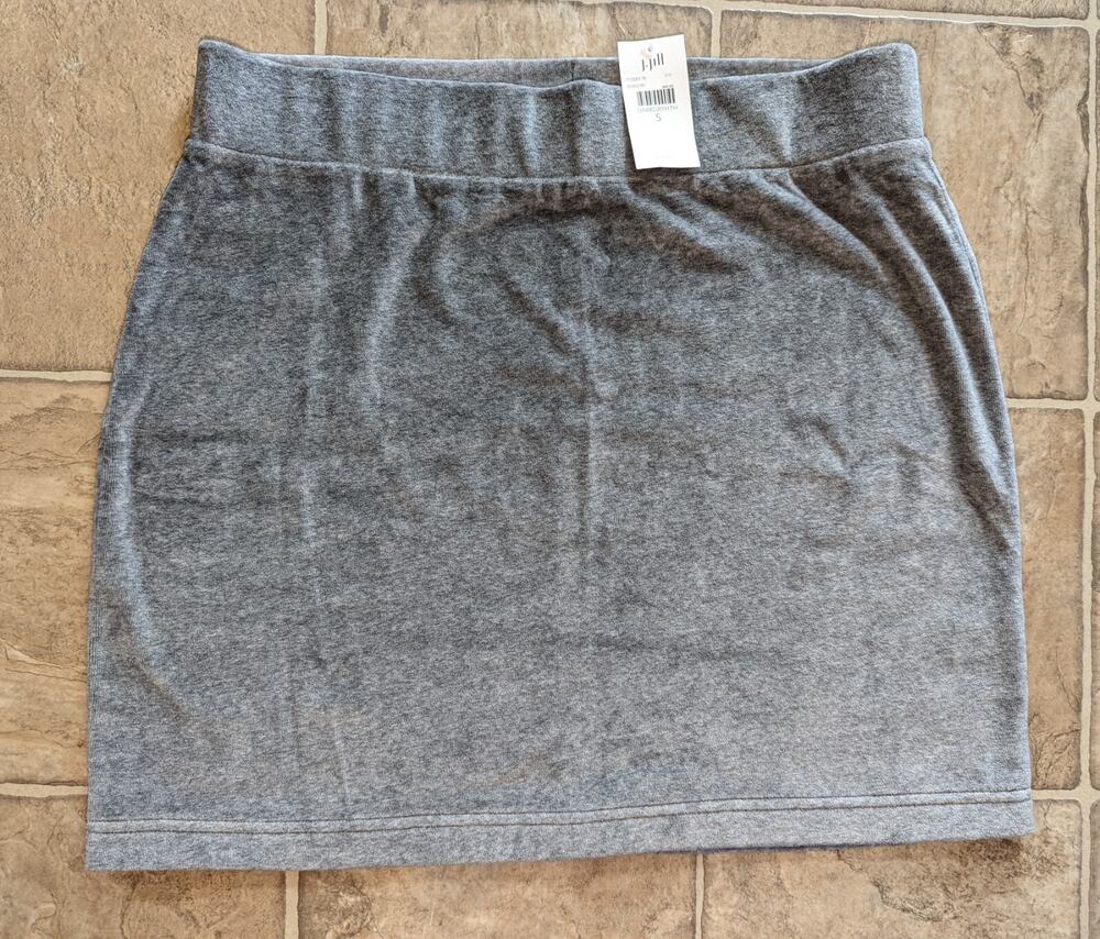 New J.Jill Pure Jill sz S Mini Skirt gray velvety velour pull on 2773
